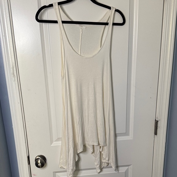 Cherish Tops - Cherish Cream Asymmetrical Tank Top